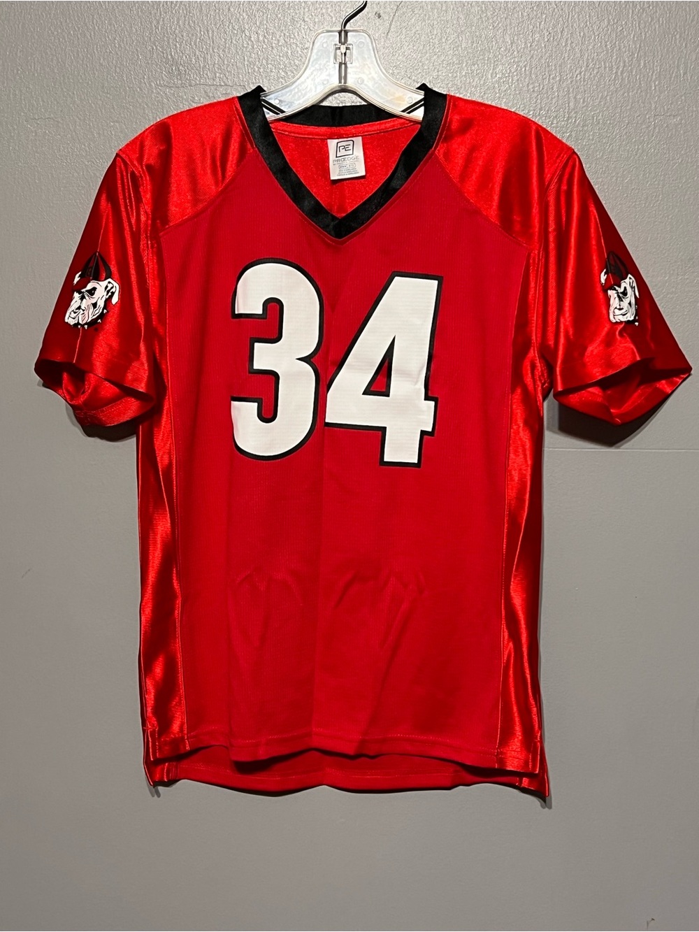 Pro Edge Georgia Bulldogs #34 Football Sports Jersey Red V-Neck Kids Medium 8/10